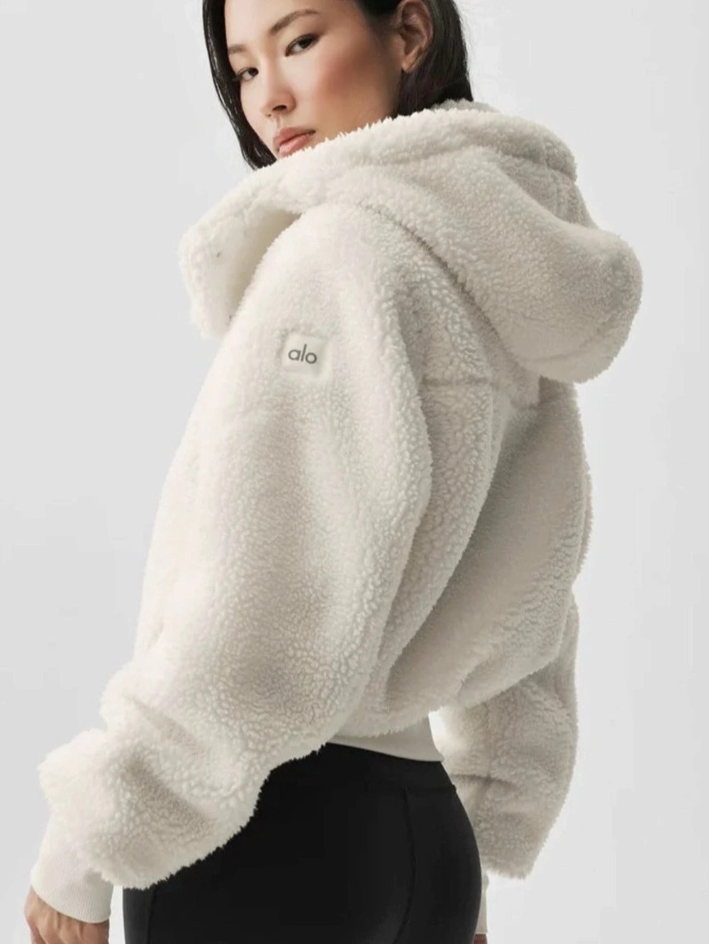 Alo Teddy Fleece Hooded Jacket in White NEVER WORN